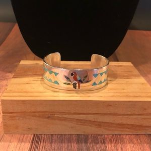 Native American Silver Cuff with Inlay